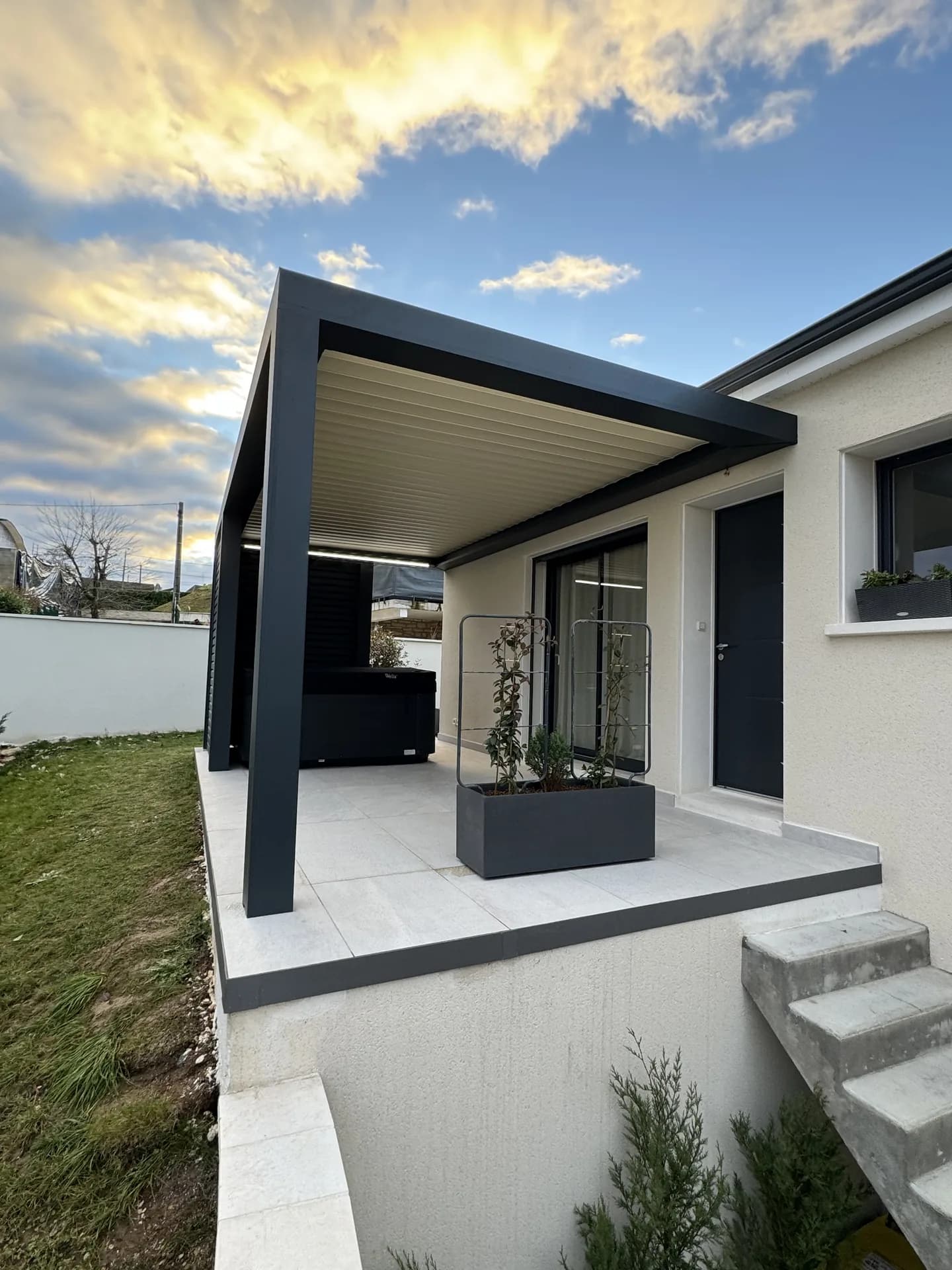 Pergola climatique — photo du chantier