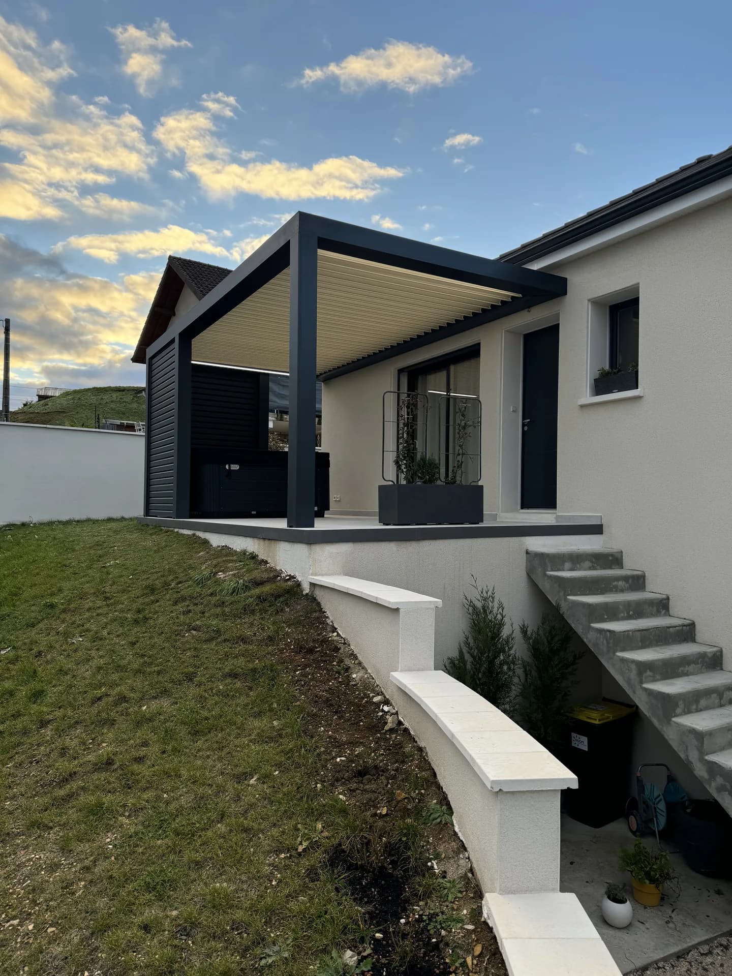 Pergola climatique — photo du chantier